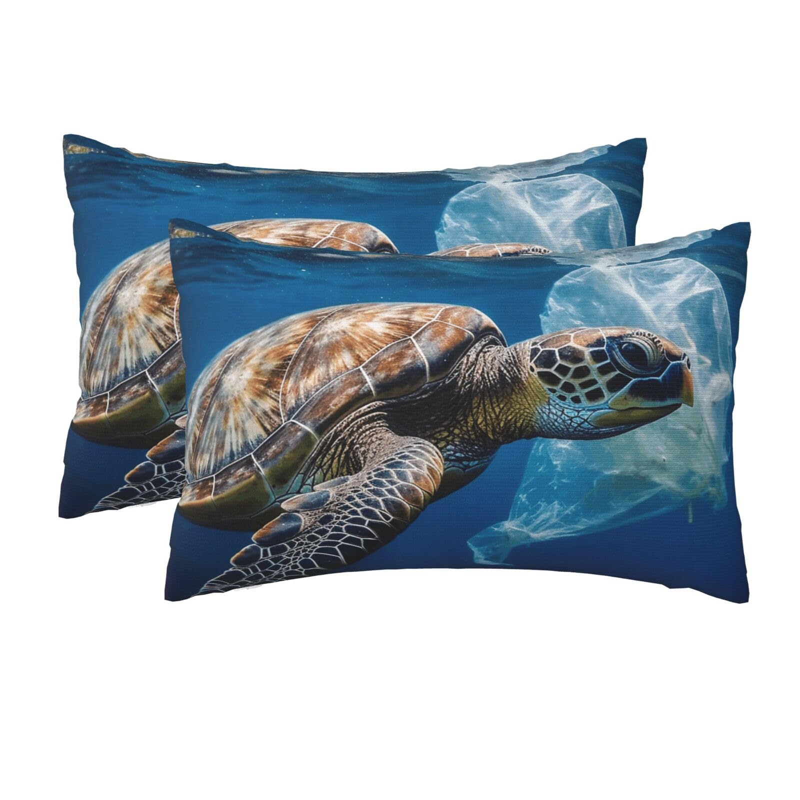 2 Pack Queen Size Pillow Cases for Hair and Skin Soft Breathable Pillow Case Covers with Hidden Zipper Sea Turtle and Plastic Pillowcase 20x30 Inches Pillow Cover for Sleeping Gift