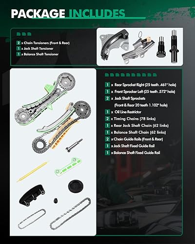Miniatura 2 de SCITOO TK4090 Kit de cadena de distribución TK4090 Tensor de cadena de piñón guía de cadena se adapta a 97-09 para Ford Explorer para Mazda B4000