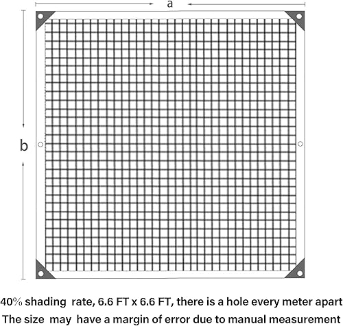 Miniatura 2 de winemana 40% paño de sombra negro, lona de malla duradera de 6.6 x 6.6 pies con ojales, red resistente para sombra solar de jardín, sombreado