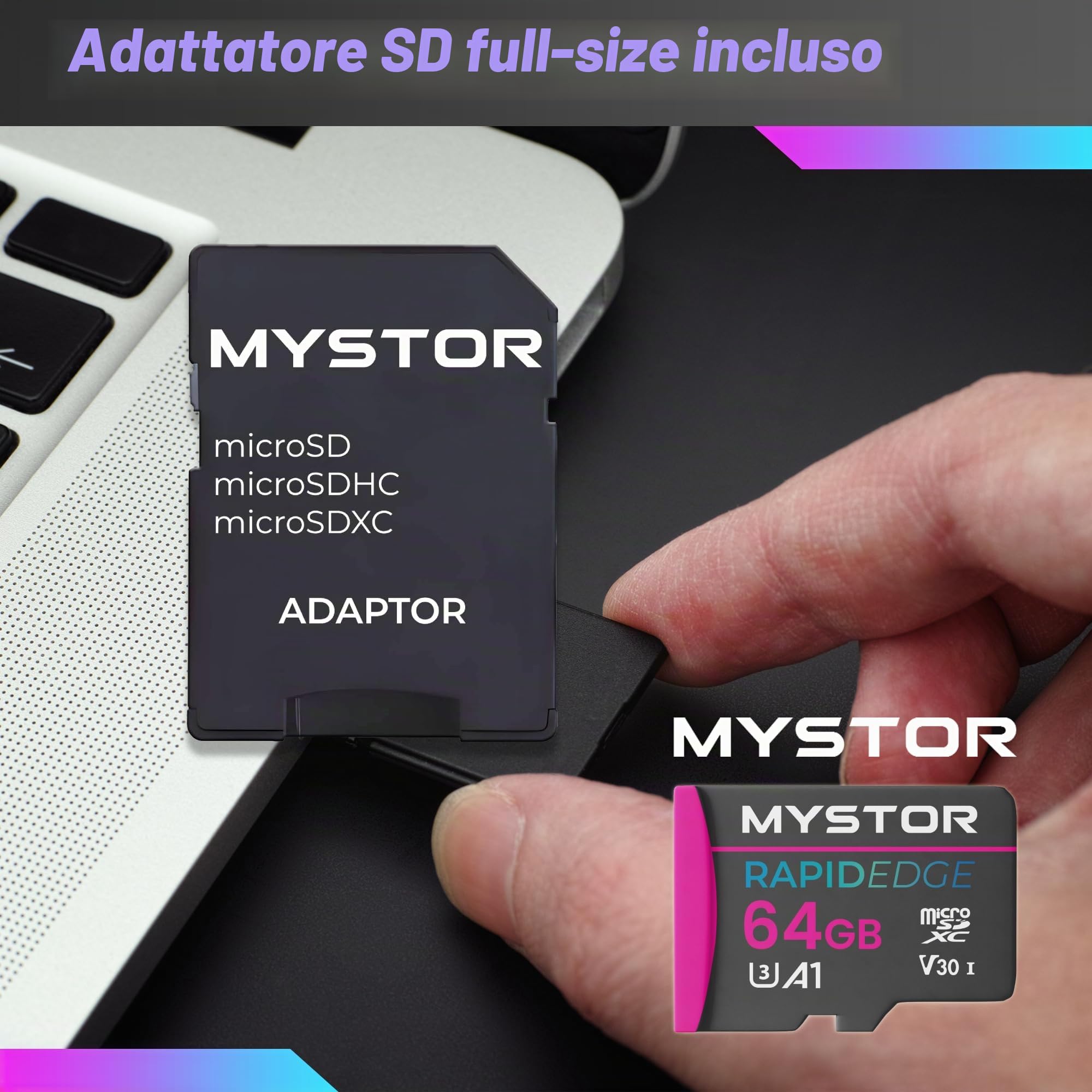 Scheda di memoria Micro SD per Tapo Camera C82, C120, C210, C220, C110, C225, C211, TC40, TC41, TC65, TC82, C510, per telecamere Tapo Security Cam SD card MicroSD (64 GB MicroSD RapidEdge)