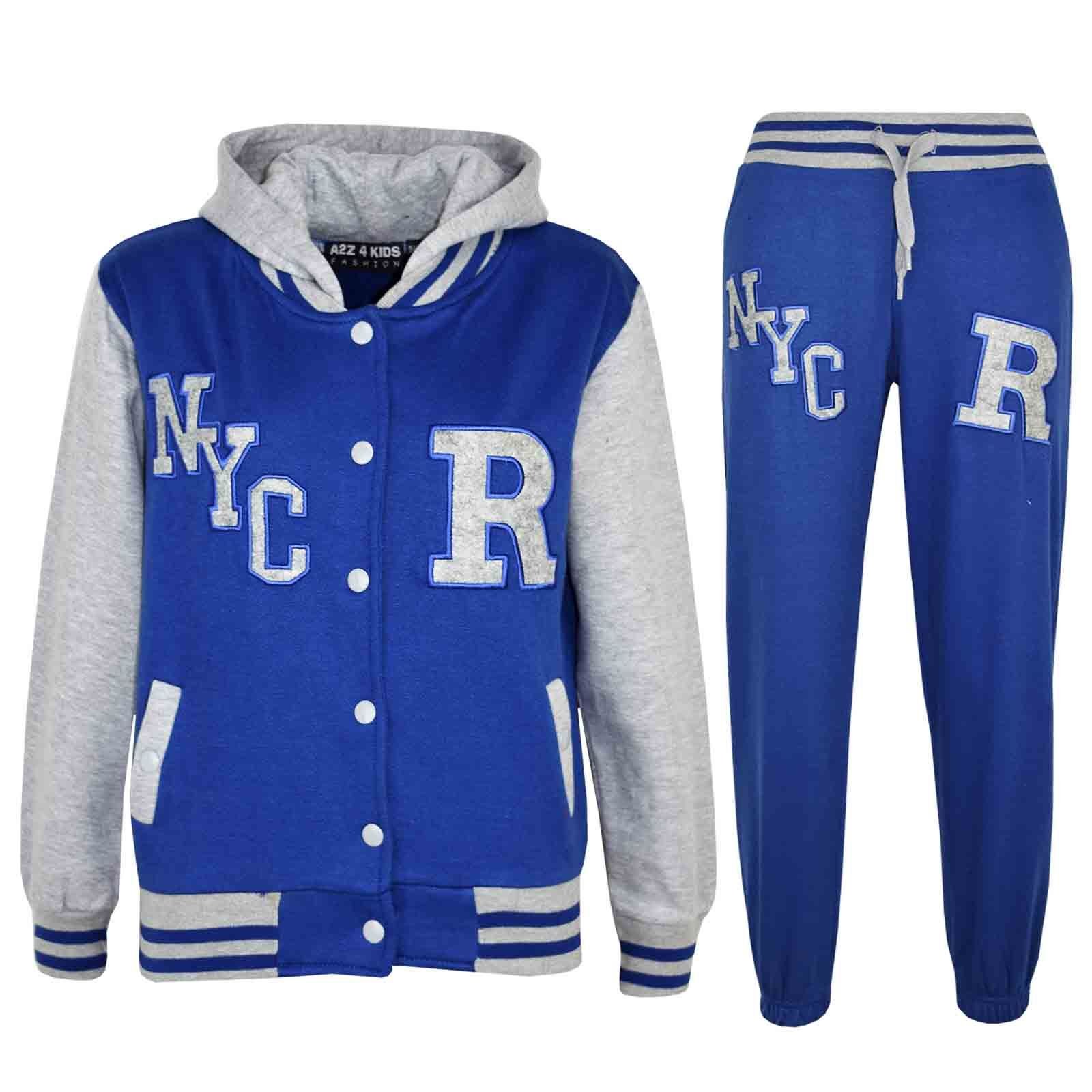 A2Z 4 KidsUnisex Girls Boys Baseball Tracksuit R Fashion Fox and NYC Hoodie with Joggers B.B Contrast Jacket Varsity Style Coat Long Sleeves Sweatpants Sports Activewear Set Childrens Age 2-13 Years