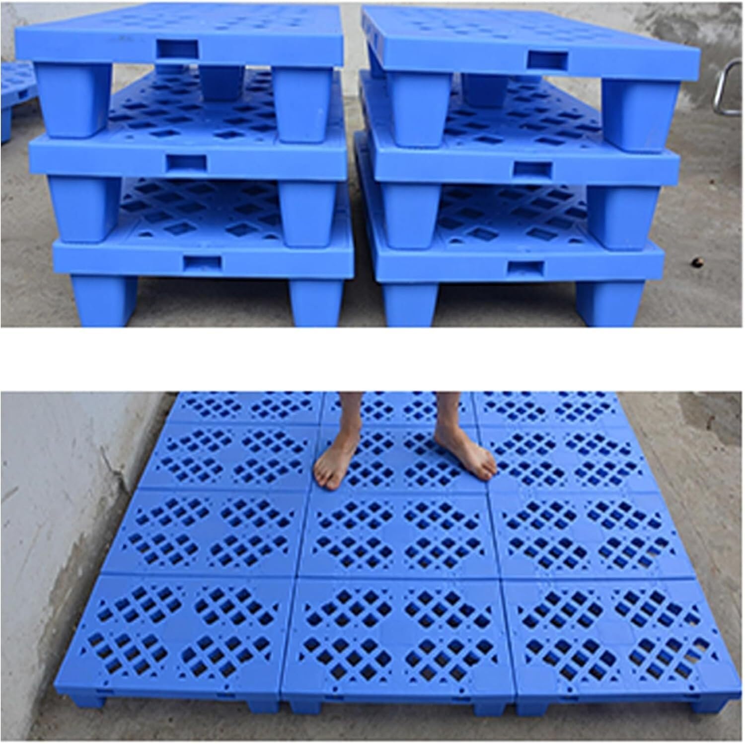 Pallet in plastica ventilato a maglie Pallet di stoccaggio di sicurezza in HDPE Pallet di stoccaggio con cuscinetto a maglie Pallet di carico for stazioni di servizio della mensa(500x300x100mm)