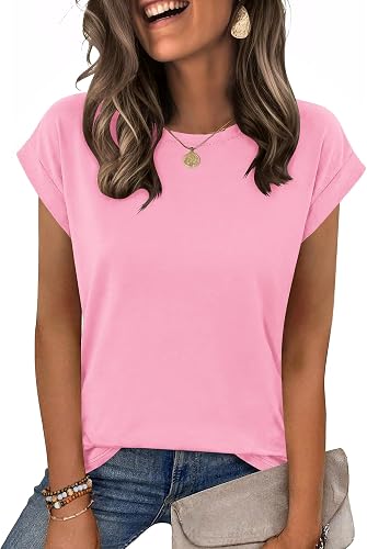 Zeagoo Womens Tops Summer Casual Cap Sleeve Tshirts Shirts Business Blouses | Dressy Spring Fashion Outfits, Trendy Clothes, Cute Crewneck Work Out Tee, Gym Clothing - 50% off