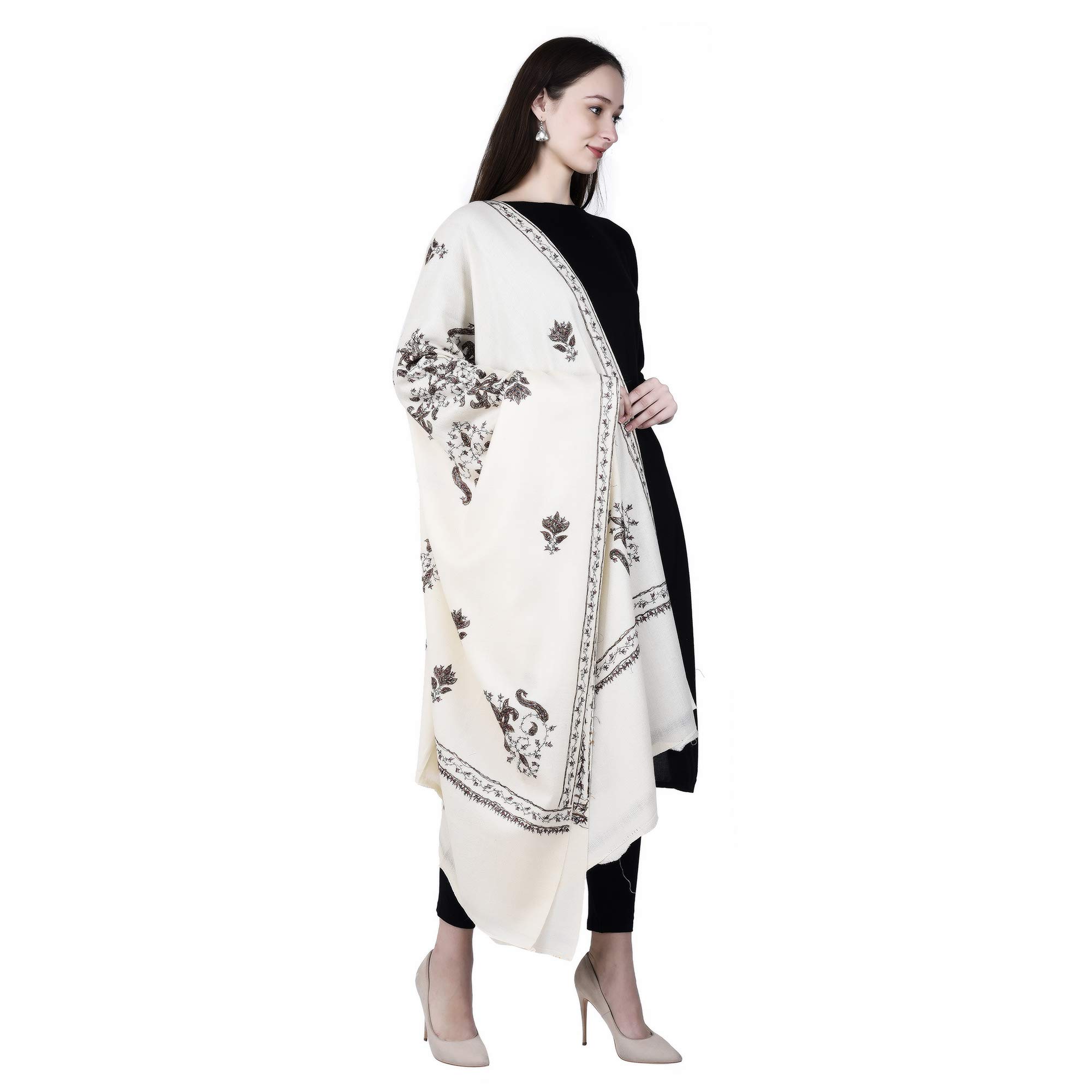 Women's Kashmiri Hand Embroidered Pure Wool Shawl-image-27