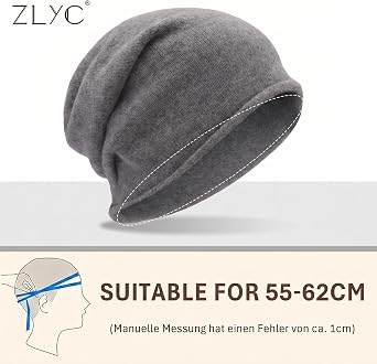 ZLYC Pure Wool Slouchy Beanie Hat for Women Men Seamless Winter Skull Cap