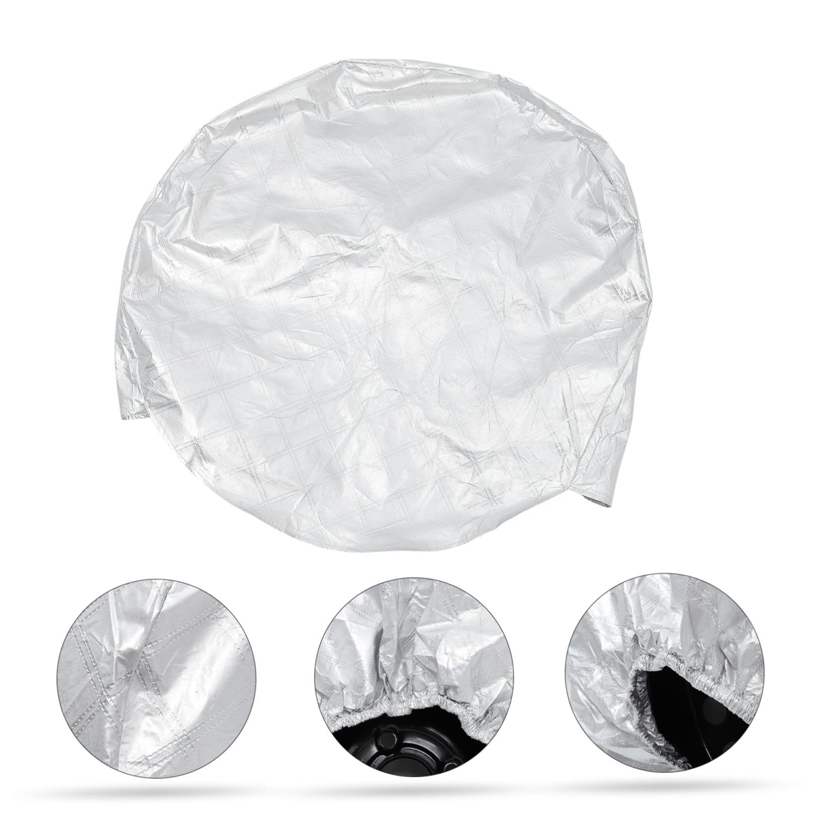 SOLUSTRE Cubierta Protectora para Neumáticos de Remolque, 4 Piezas, Aleación de Aluminio y Algodón, Plata, Fácil de Limpiar, Estaciones
