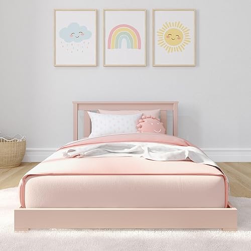 Miniatura 3 de Max & Lily Cama de Piso Clásica Individual, 79.75 Pulgadas, Marco de Cama Baja de Madera Maciza para Niños, Cama de Piso Moderna para Dormitorio