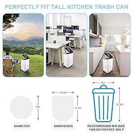 tall kitchen white trash-bags 13 gallon - kitchen garbage bags unscented biodegradable 60 Count Office waste basket Liners recycling Compostable Strong Thick Bulk Inwaysin