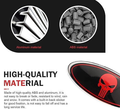 Miniatura 9 de UGSHY Paquete de 2 emblemas de rejilla delantera, etiqueta de cubierta de malla central, placa de identificación de emblema para puerta trasera,