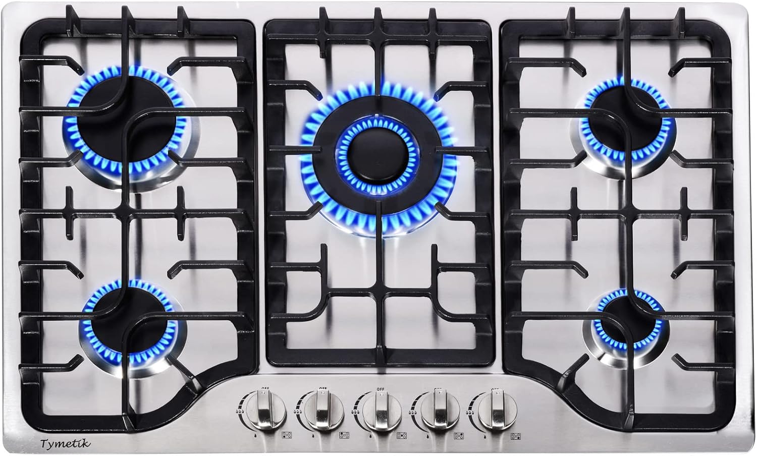 30 Inch Gas Cooktop, 5 High Efficiency Burners Gas Stovetop Built-in Stainless Steel Gas Stove Propane/Natural Gas Convertible Gas Hob