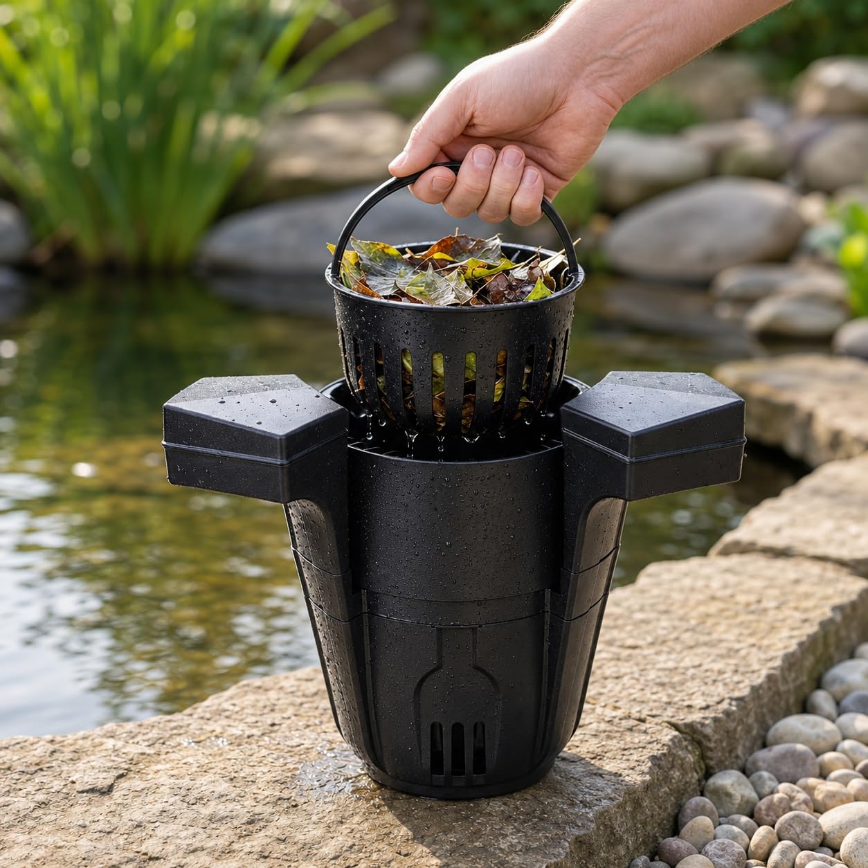 Skimmer galleggiante 2 in 1 con pompa, pulitore automatico per piscina e giardino da 43 W, con cavo di alimentazione da 10 m, per laghetti all'aperto e giochi d'acqua
