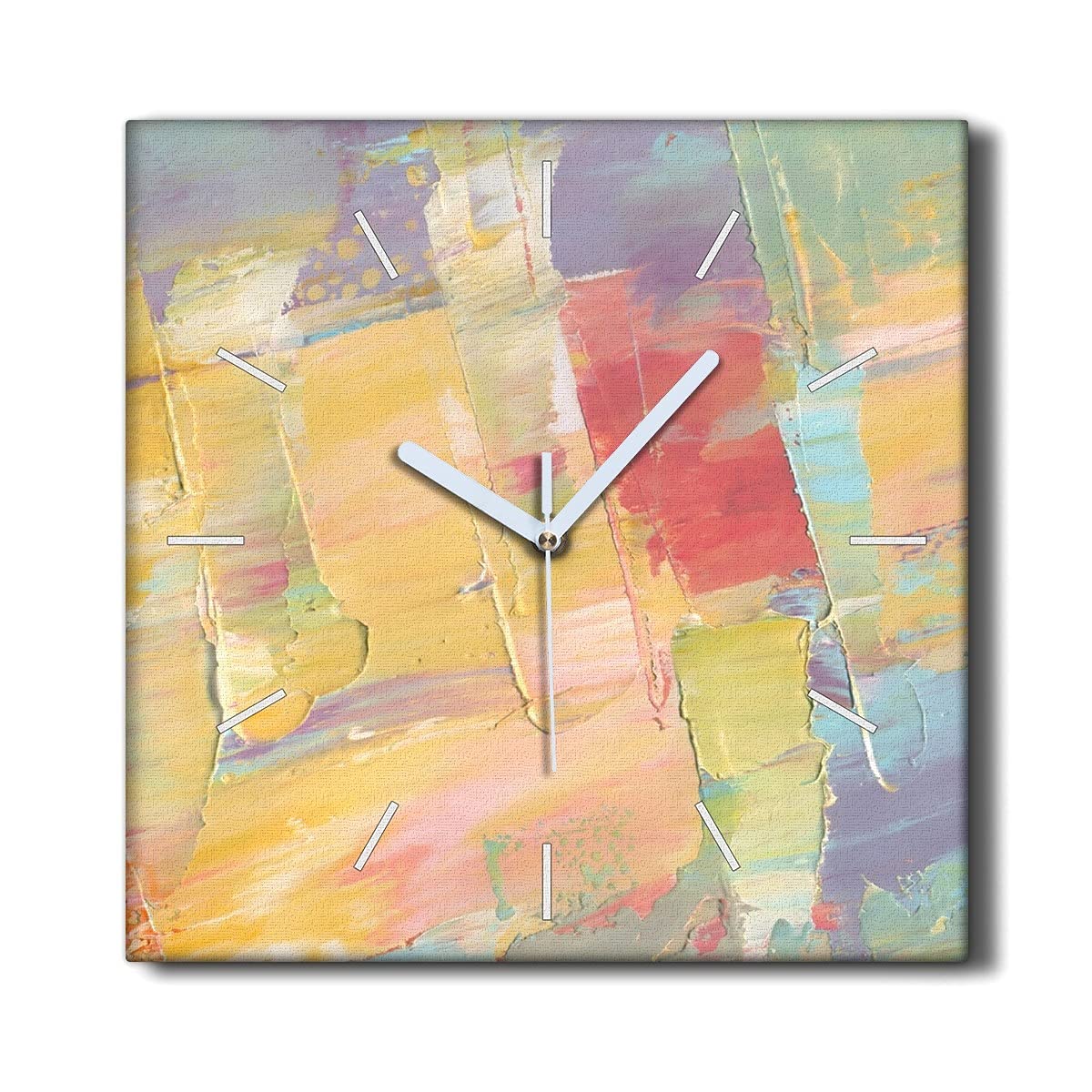 Horloge sur Toile 30x30 cm Coloray Salon Peinture Pastel sans Tic-Tac
