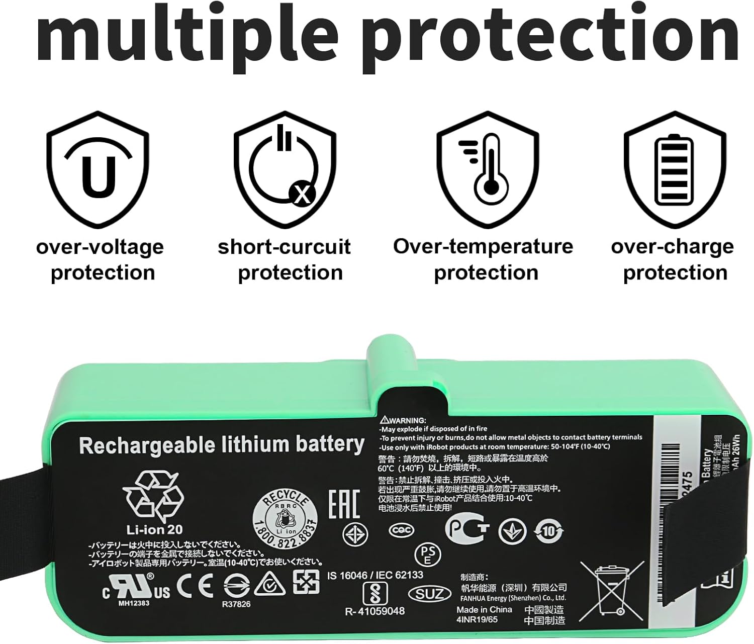 3300mAh Replacement Battery 14.4V Li-ion Battery Compatible with Roomba 960 961 964 965 966 970 980 801 805 850 895 896 760 770 780 790 600 614 615 620 640 652 660 665 670 Robot Vacuum Cleaners