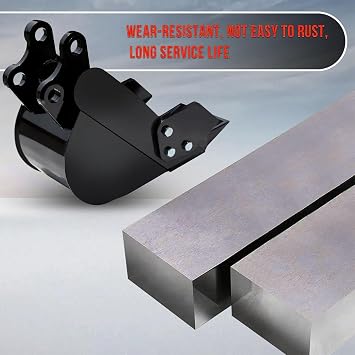 Sorandy 7.87 Inch Small Excavator Bucket, Alloy Steel Narrow Digger Mini Excavator Bucket for Pipeline Excavation and River Dredging, Mini Digger with Metal Teeth
