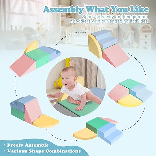 Miniatura 5 de Juguetes de escalada para niños de 1 a 3 años, bloques de espuma para escalar para bebés, set de 4 piezas de juguetes de escalada y gateo