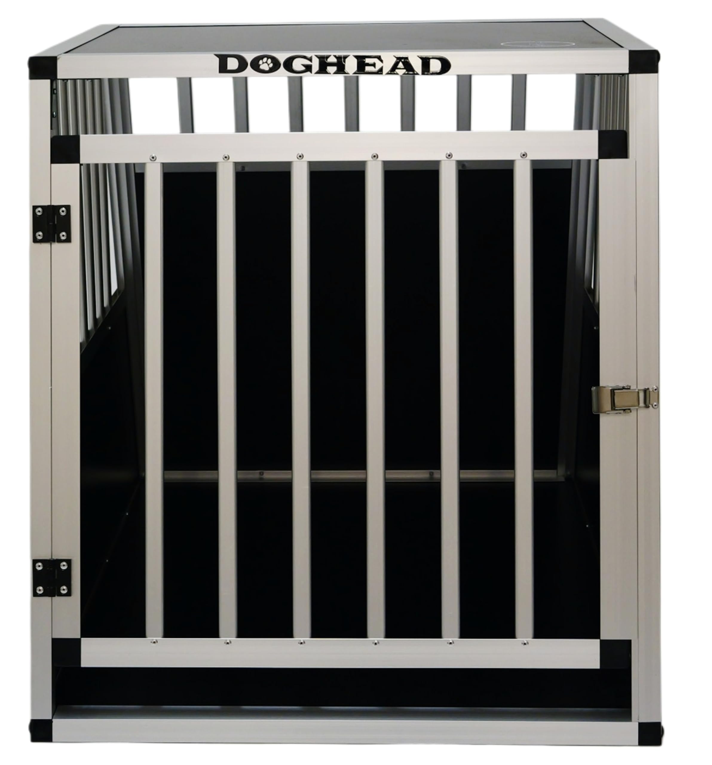 DOGHEAD Hundetransportbox Ecoline, Single 65x85x69 cm, Schwarz, Aluminium, Beidseitig Abgeschrägt 75°, Nicht für Kombis geeignet