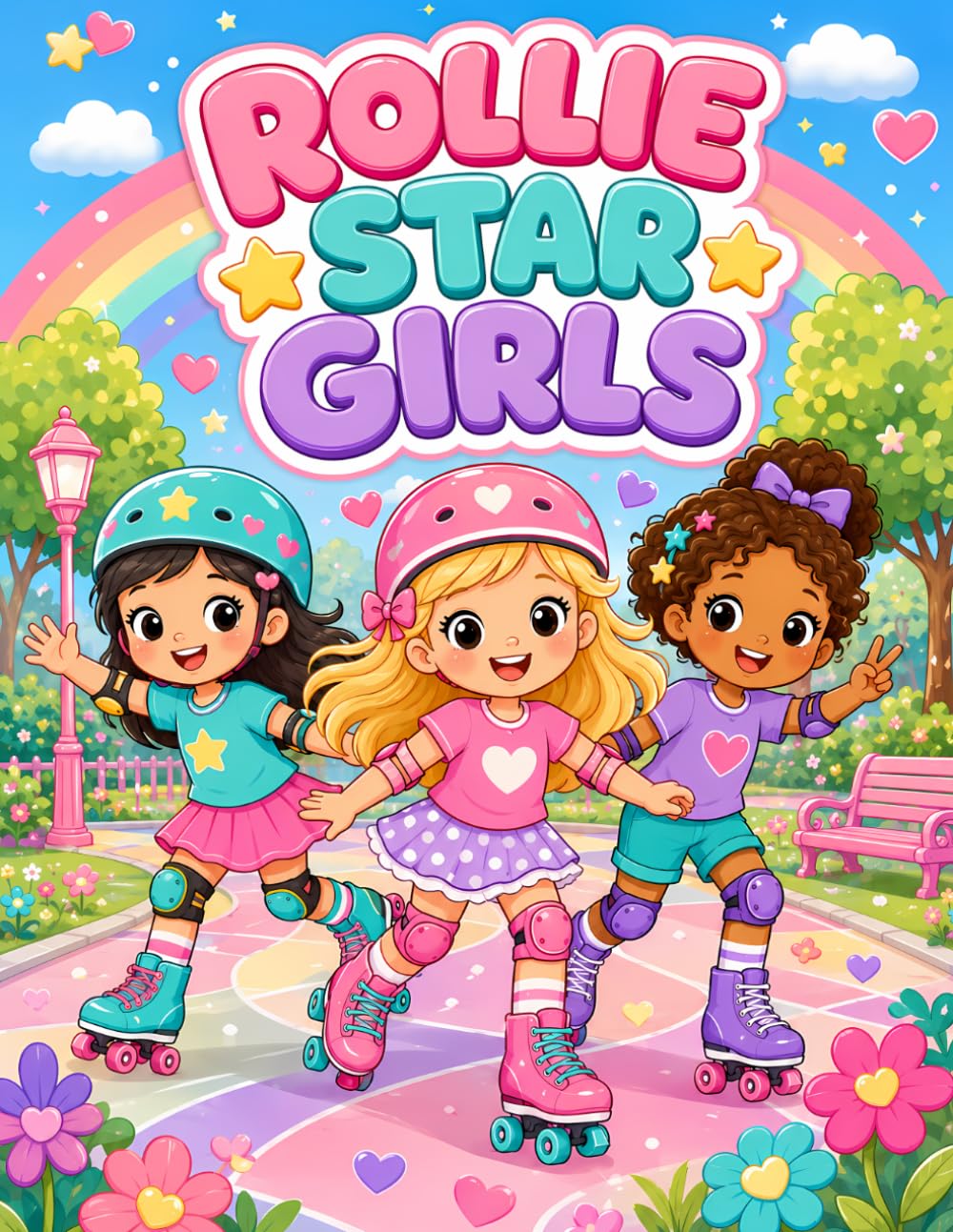 Rollie Star Girls: A Cute Roller Skating Coloring Book for Kids with Fun Girls, Stars, Parks, Sweet Scenes, and Easy Bold Designs
