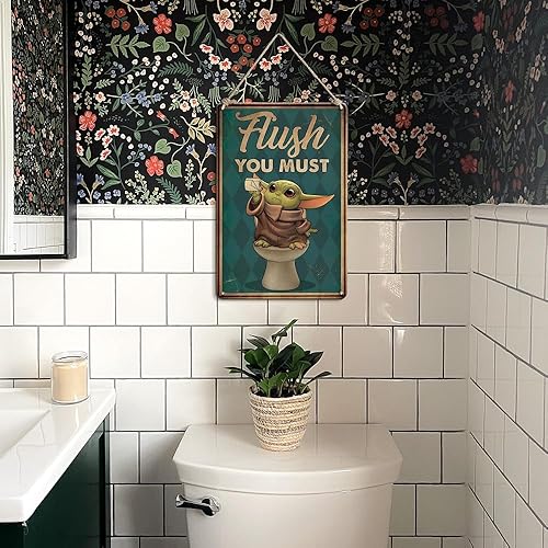 Miniatura 3 de Cartel de metal divertido - Flush The Toilet - Decoración de pared de baño - 8 x 12 pulgadas - Oficina y hogar Debes enjuagar,Sé amable con tu