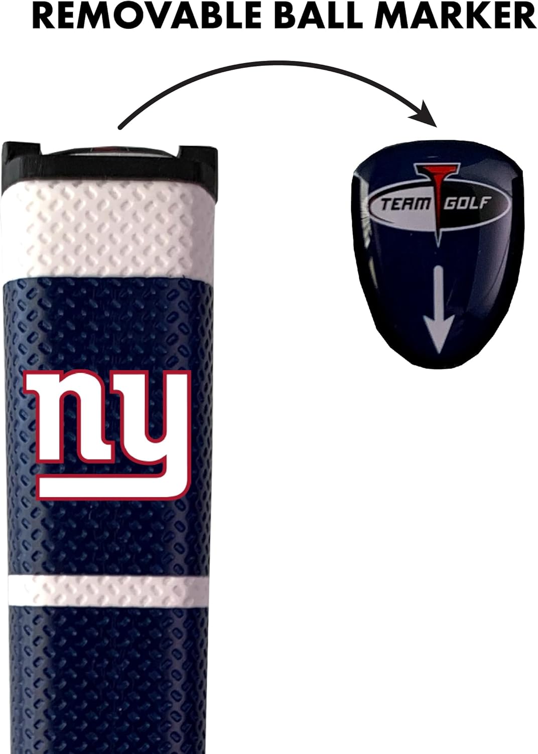 Team Golf NFL Golf Putter Grip with Removable Gel Top Ball Marker, Durable Wide Grip & Easy to Control