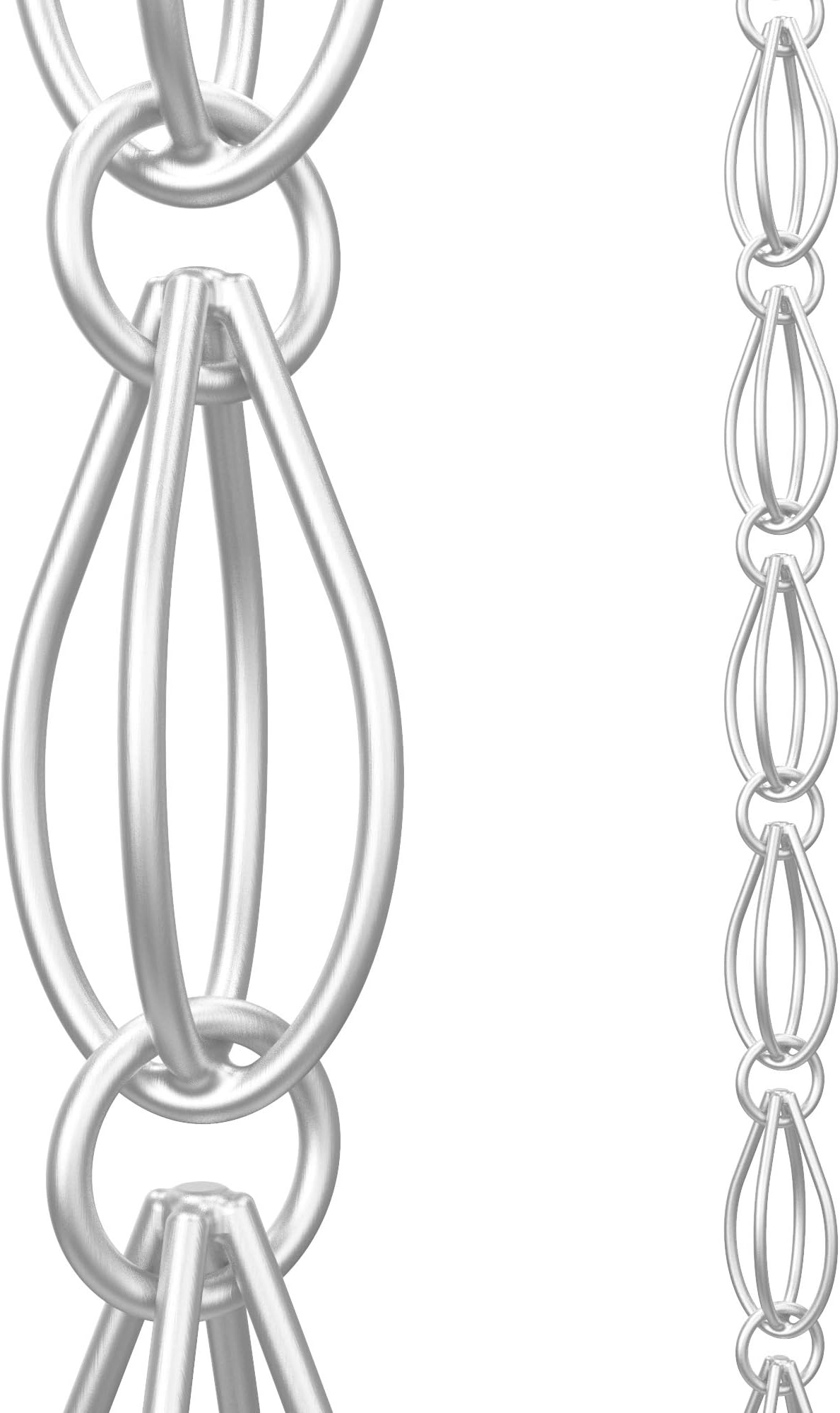 Rain Chains Direct - Double Oval Loop - 8.5 FT - Gray Milled Aluminum - Premium Rain Chains for Gutters