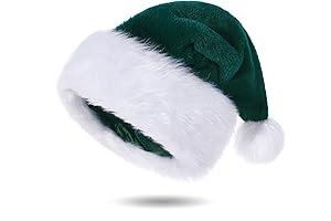 Green Santa Hat, Comfort Velvet Touch Christmas Hat with White Fur Trim