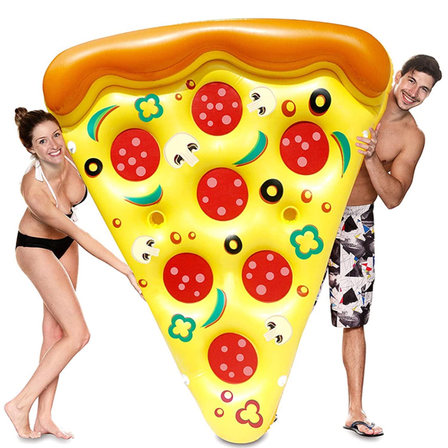 SKEIDO 180cm Inflatable Pizza Slice Pool Floats Pvc Swimming Pool Floating Bed Sea Mattress For Party Childen Adults Water Toys