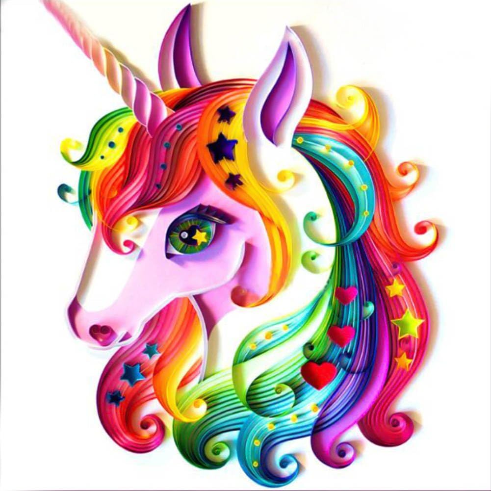 Christ For Givek DIY Full Drill 5D Diamond Painting Kit, Unicorn Crystal Rhinestone Diamond Embroidery Wall Stickers Pasted Pictures Drawing Arts Craft for Living Room Home Decoration Unicorn1