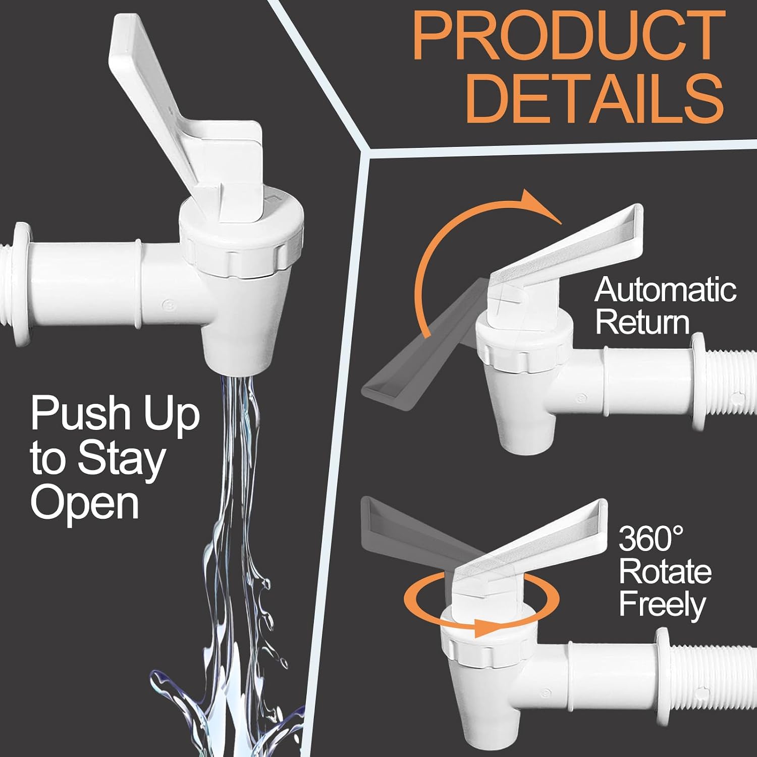 2Pcs Replacement Cooler Faucet, White image 4