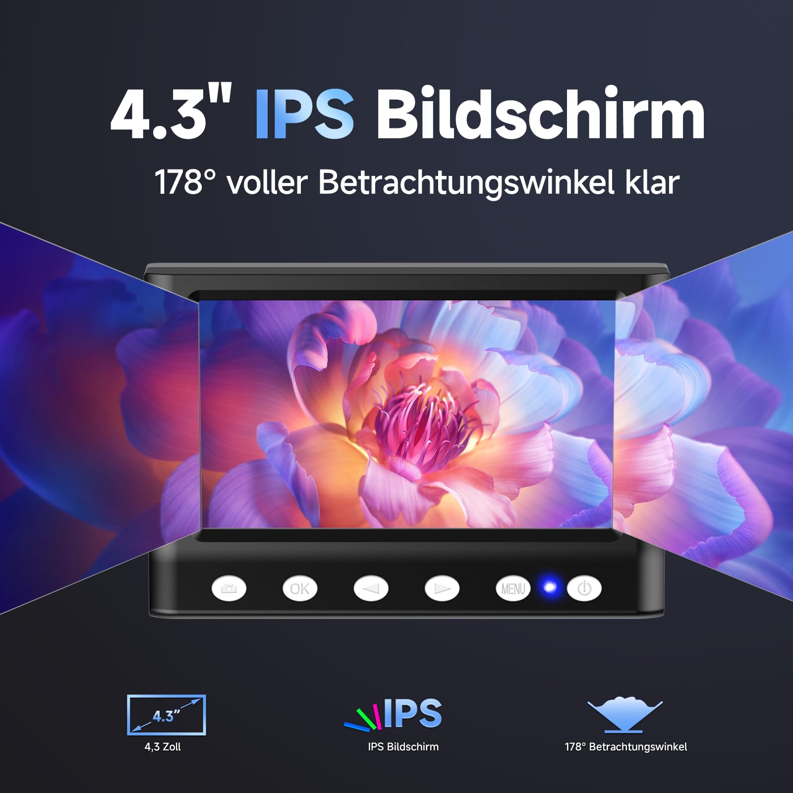 Leipan Digital Mikroskop mit 4,3 Zoll Bildschirm für Kinder Erwachsene, 1000X facher Vergrößerung 1080P USB Mikroskop mit 8 Einstellbaren LED Licht, USB to PC - Windows/Mac kompatibel