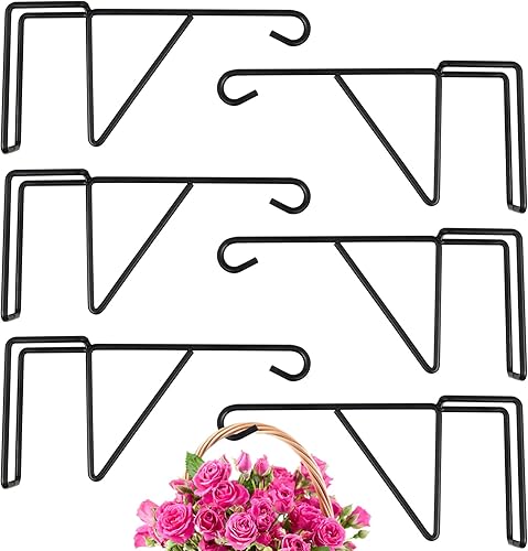 Miniatura 7 de Paquete de 6 ganchos de vinilo para cerca, 5 x 10 pulgadas, colgador de valla de acero con recubrimiento en polvo para plantas colgantes de