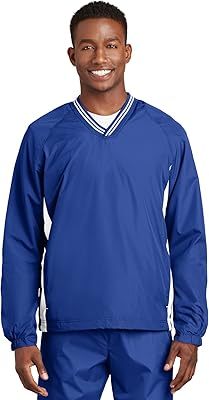 Sport-Tek Tipped V-Neck Raglan Wind Shirt 2XL True Royal/White