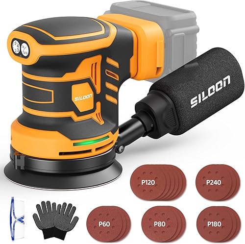 Lijadora Orbital Aleatoria Inalámbrica Compatible con Dew 20V Max, Lijadora Orbital sin Escobillas de 5 Pulgadas con 19000 RPM 6 Velocidades