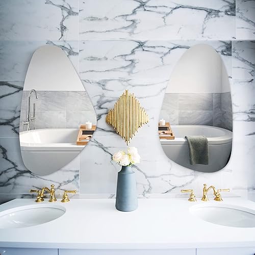 Miniatura 5 de QDSSDECO Espejo asimétrico montado en la pared, espejo de pared irregular, con forma decorativa para sala de estar, dormitorio, entrada, 19.7 x 33.5