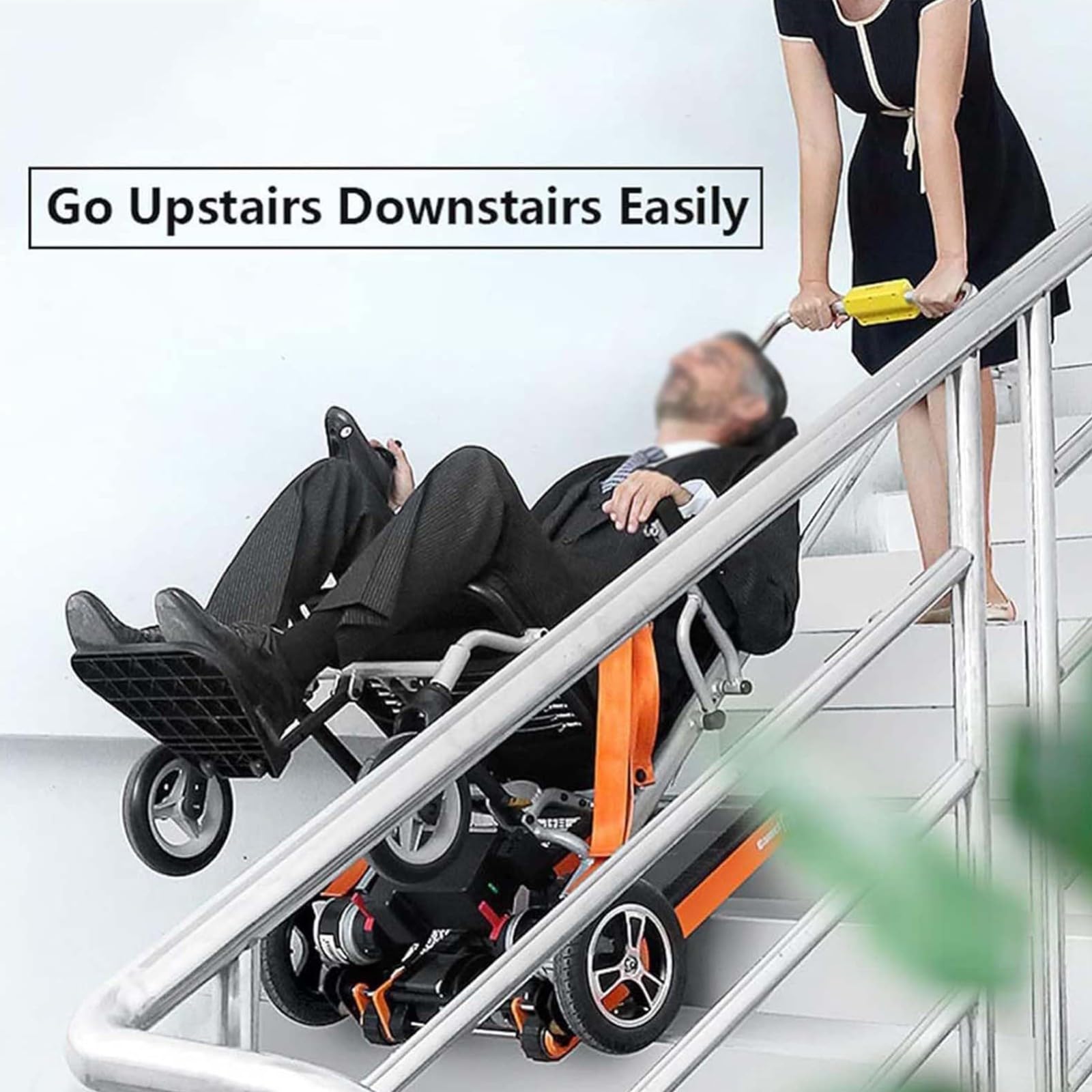 Silla Subeescaleras Eléctrica Para Pacientes Silla De Ruedas Eléctrica 2 En 1 + Silla De Escalera Con Orugas Silla Auxiliar De Escalera Para Ancianos Con Joystick De 360​​° Carga 165 Kg