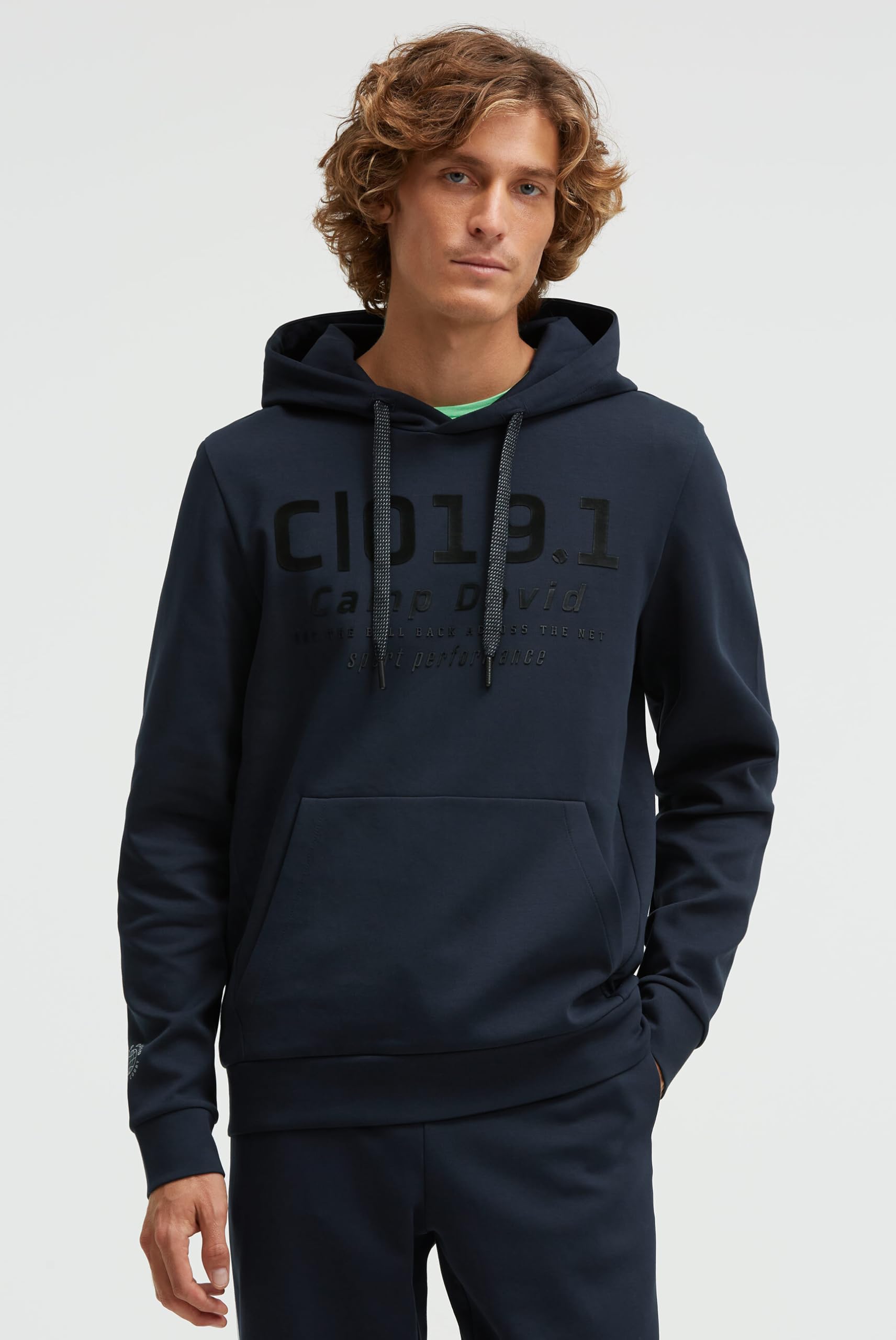 Camp David Herren Hoodie aus Interlock mit Frontprint