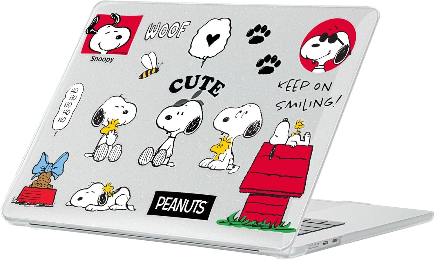 Head Case Designs Officially Licensed Peanuts Snoopy Icons and Characters Clear Glitter Hard Crystal Armour Laptop Case Compatible with MacBook Air 13.6" M2 A2681/M3 A3113/M4 A3240 2022/2024/2025