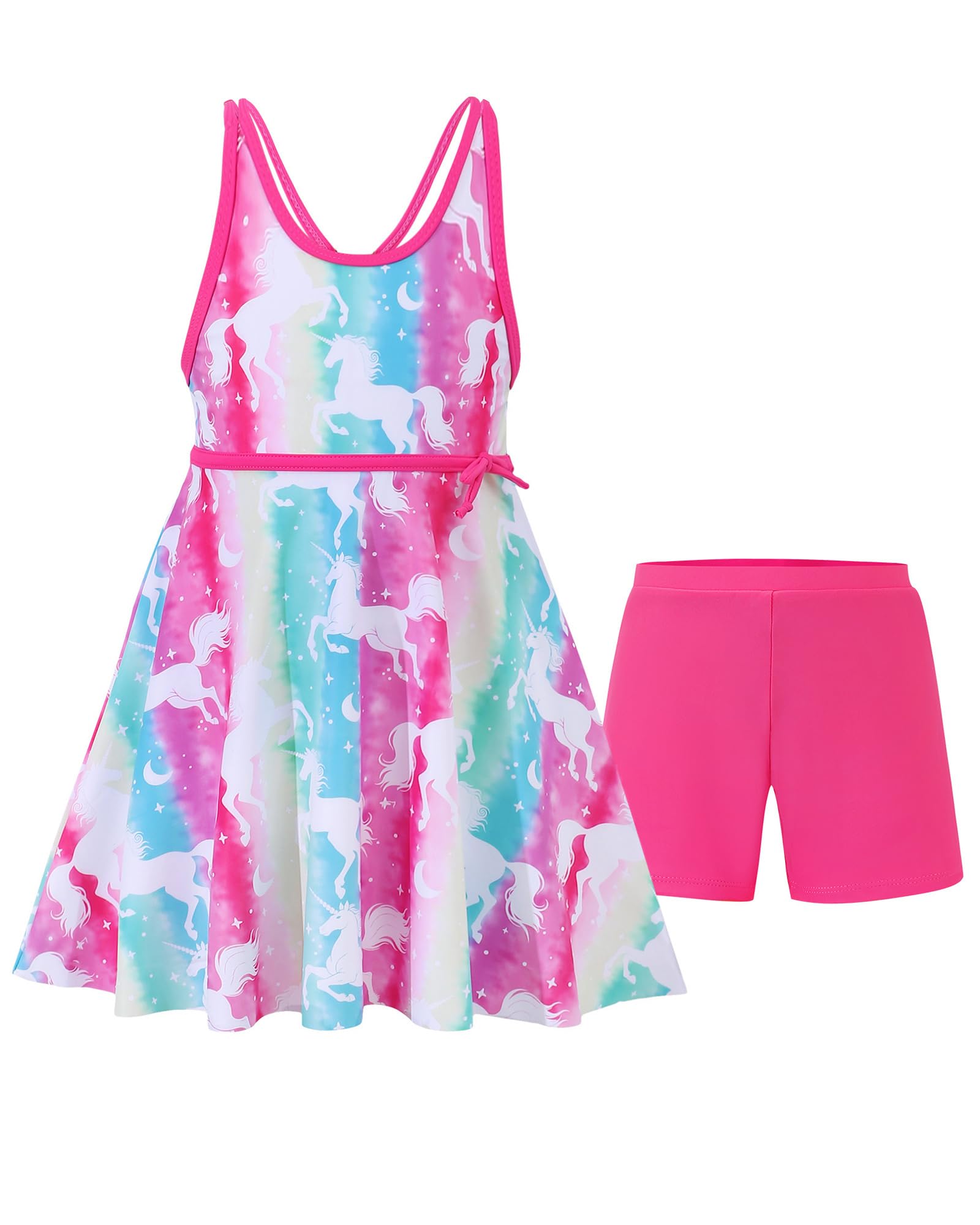 sweetabby Girls Swimsuit Toddler Bathing Suit Tankini Bikini Set Ruffle Floral Girls Swimwear Kids Swimsuits with Skirt