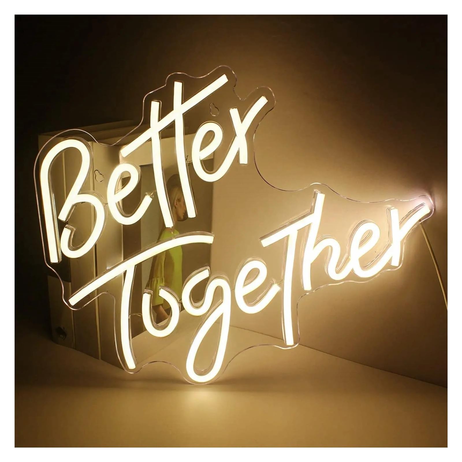 Home Bar Decor Better Together neonowy znak świetlny dekoracja lampa sztuka zaręczyny ślub sypialnia przyjęcie ściana lampka nocna (biała 42 x 35 cm)