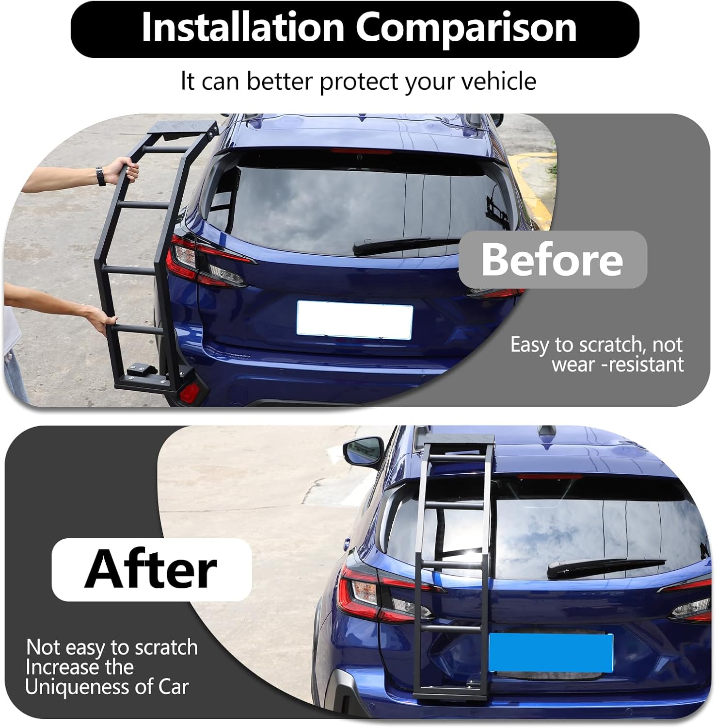 Car Tailgate Ladder Compatible with Subaru Crosstrek 2023 2024 Aluminum Tailgate Mounted Ladder Car Rear Door Ladder Climbing Mount Bracket Accessories