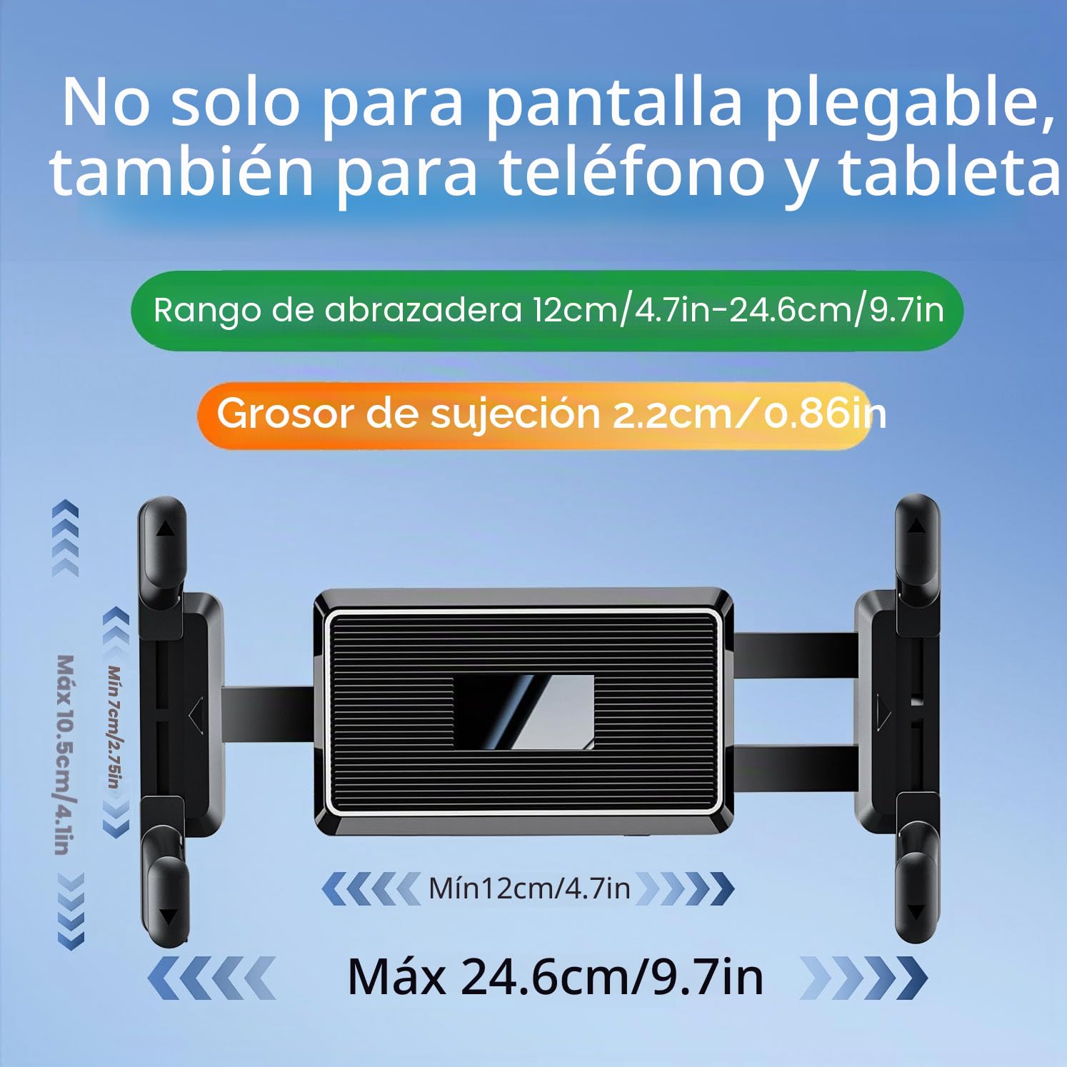 Soporte para Tableta para Cinta de Correr, Bicicleta de Spinning, Cochecito, Silla de Ruedas, Carrito de Golf, Bastones con Brazo de Cuello de Cisne for iPad y teléfonos Inteligentes