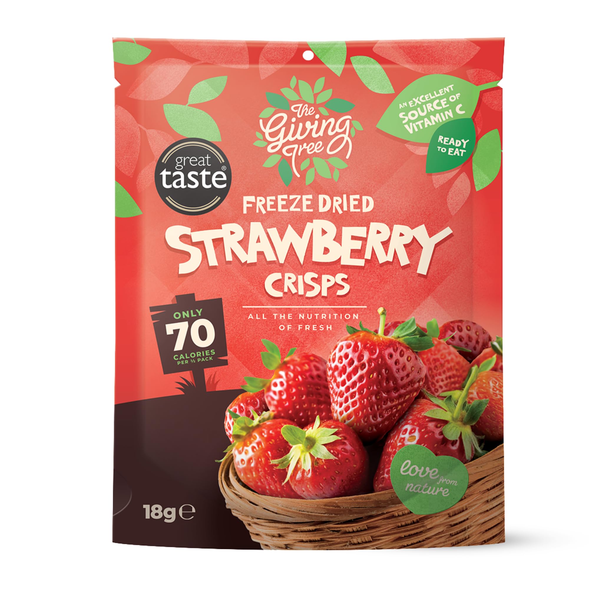 The Giving Tree Gefriergetrocknete Früchte Chips – vegane, glutenfreie Ernährungs-Chips – 6 Stück (Erdbeere, 18 g)
