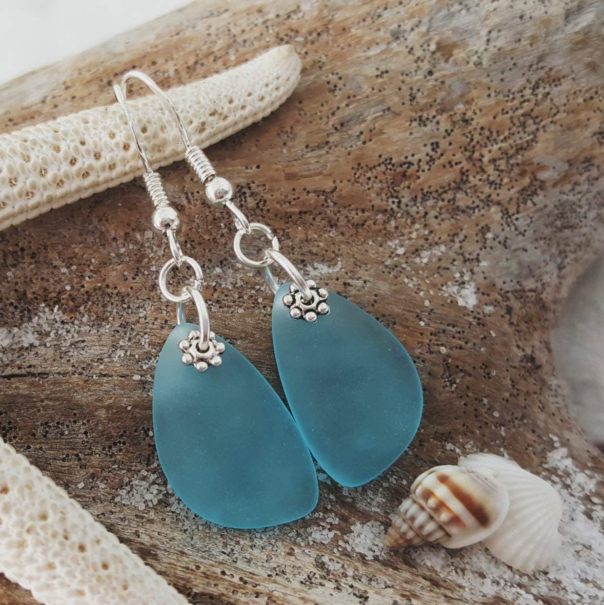 Handmade in Hawaii, Eclipse Sea Glass Earrings, Light Weight Minimalist Design, Unique Hawaii Birthday Gift For Women