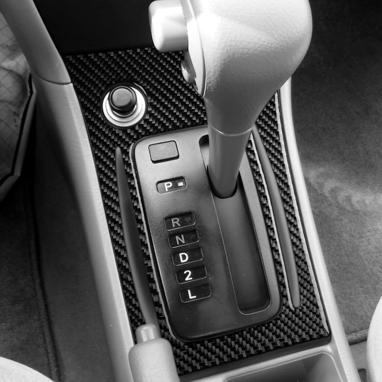 Carbon Fiber Gear Shift Box Panel Frame Cover Sticker Compatible with Toyota Corolla 2003 2004 2005 2006 2007 2008 Car Accessories Black