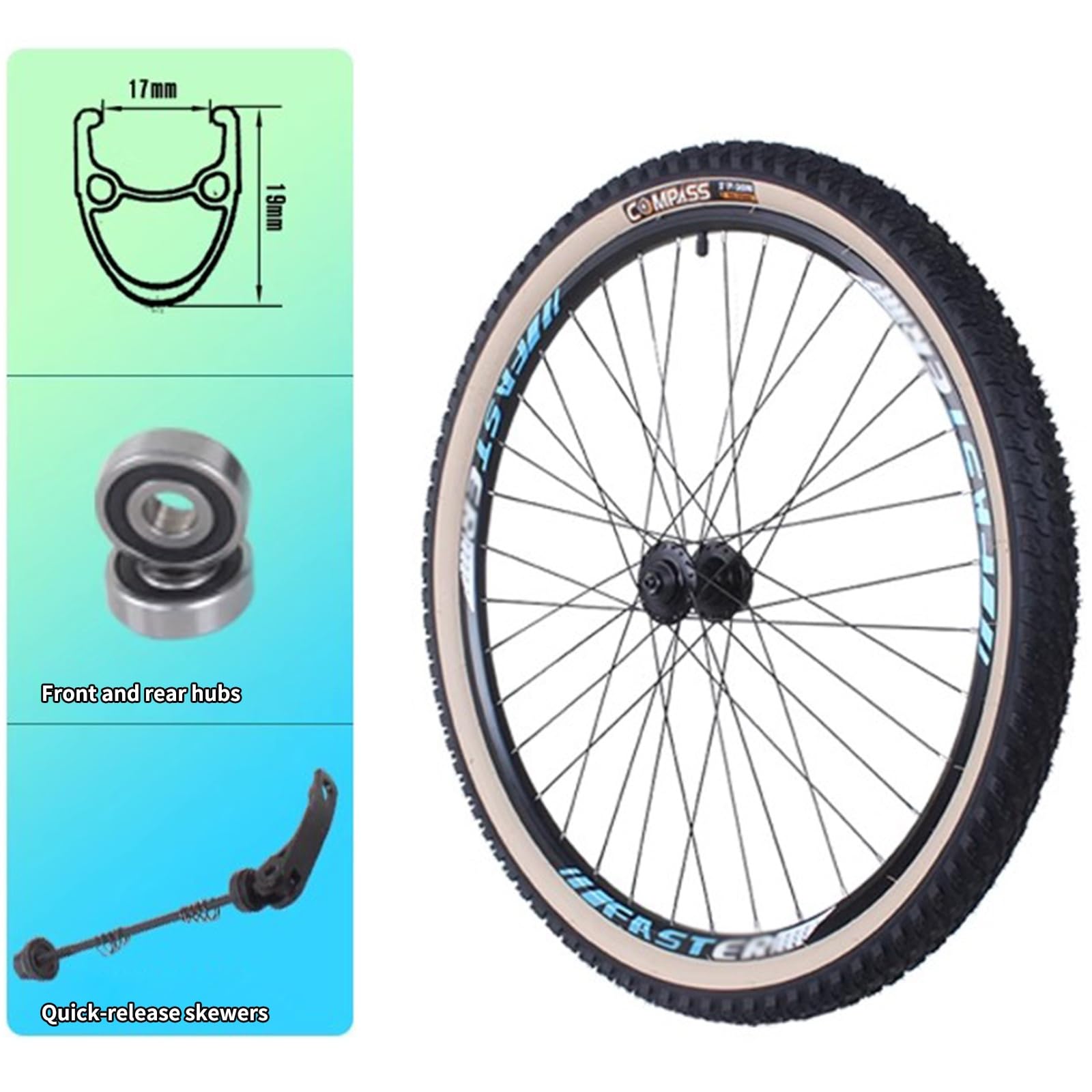 Amazon | タイヤ付き自転車ホイールセット 27.5x2.10 アルミ合金