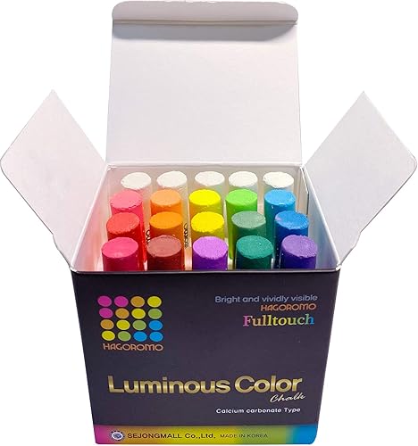 Hagoromo Fulltouch - Tizas de colores no tóxicas Fulltouch, 1 caja, juego de colores luminosos y sin polvo, tizas lavables para niños, aceras,