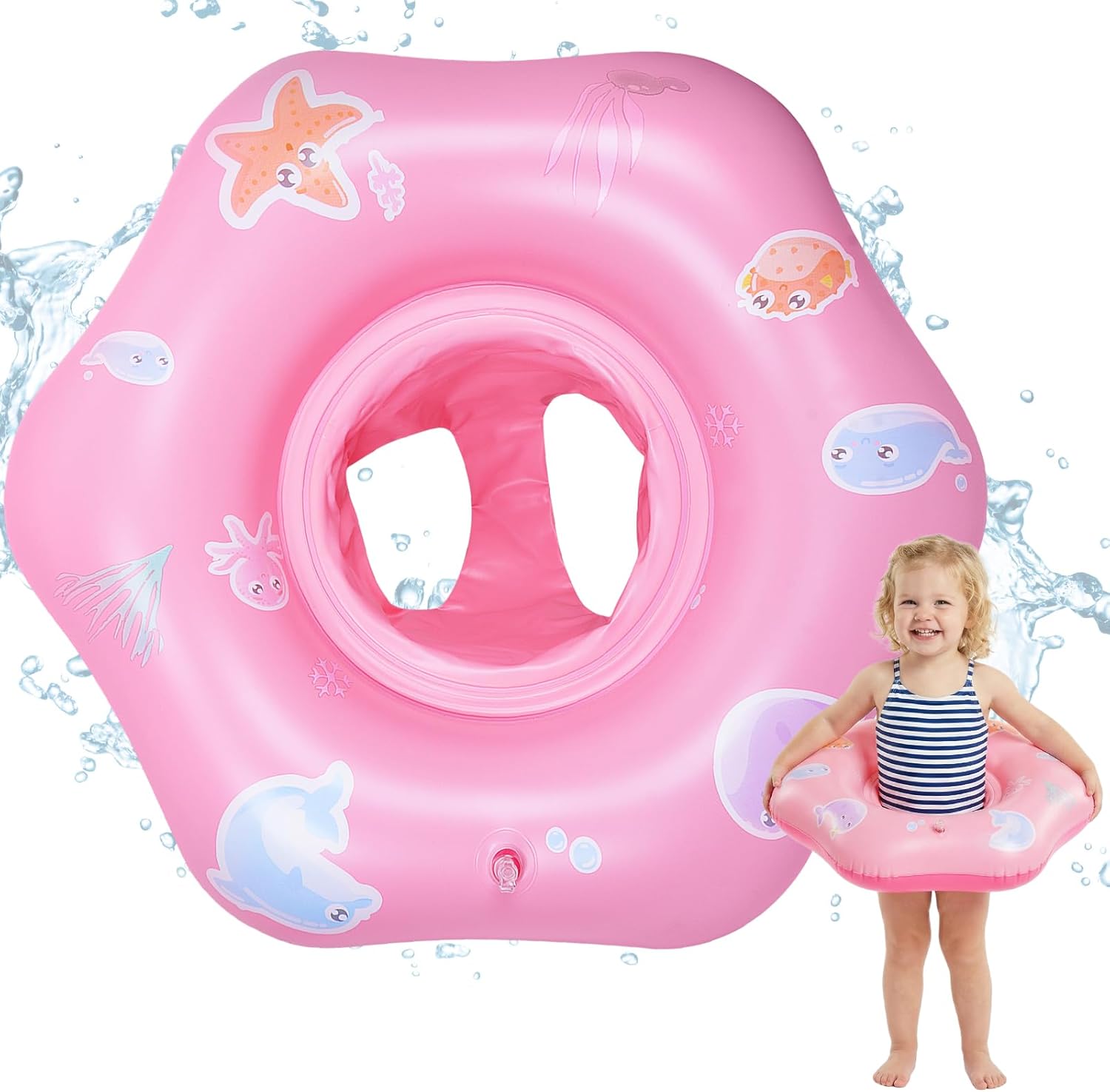 Ninonly Baby Swim Ring with Safety Seat for Children with Repair Patches for Children from 18 to 36 Months