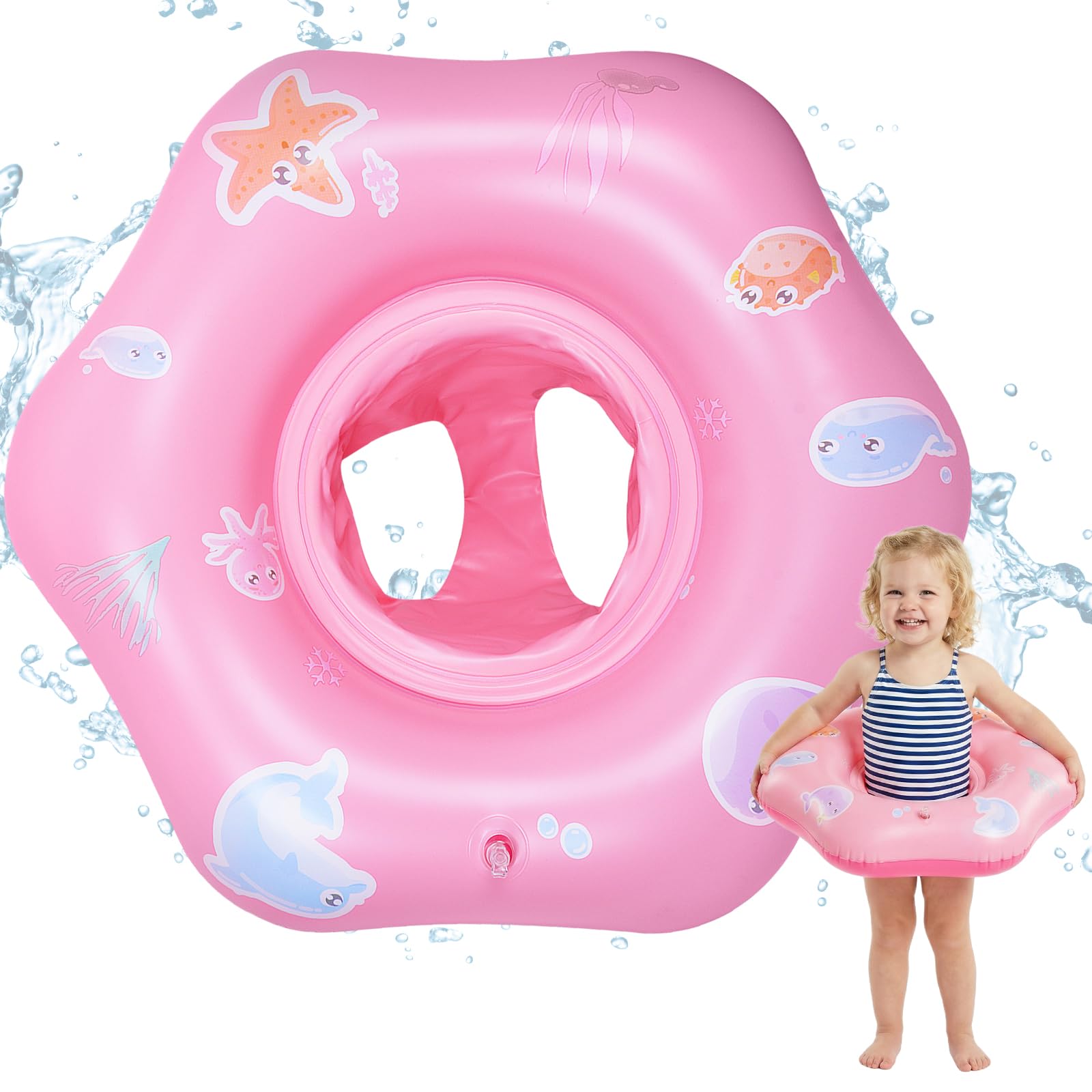 Ninonly Baby Schwimmring mit Sicherheitssitz Niedlicher Schwimmsitz Kleinkinder mit Reparaturflicken ür Kinder von 18 bis 36 Monaten Mädchen und Jungs ideal für Pool,Strand und Badewanne