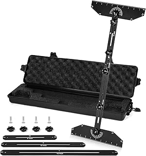 Stair Tread Template Tool-PMMJ Framing Square Stair Tread Gauge Aluminum Alloy Measuring Tool Jig for Stairs,Risers,Partitions,Adjustable Sliding Installer with Black Storage Box(Black)