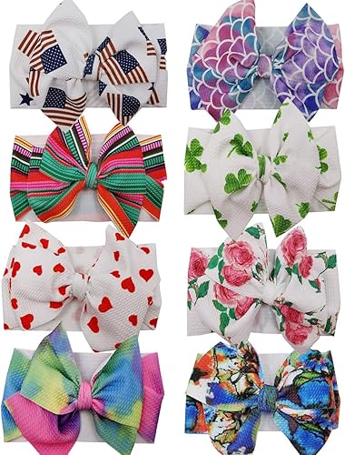 Miniatura 4 de Diademas de lazo para el pelo grande, diadema ancha con lazo para la cabeza, bandas elásticas para la cabeza para recién nacidos, accesorios para el