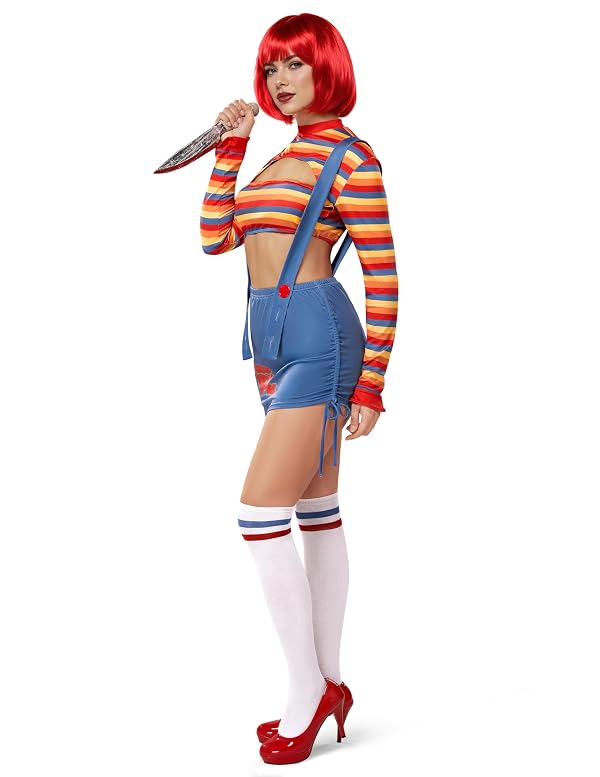 Spooktacular Creations Scary Killer Doll Costume with Wig and Toy Knife, Halloween Costumes for Women Adult 2025 by Spooktacular Creations - Image 3